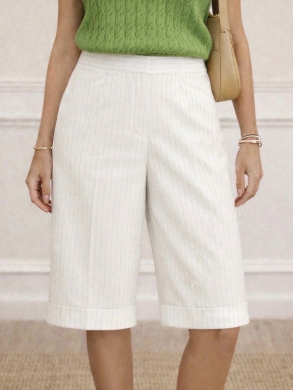 Antonio Melani NWT Pinstripe Bermuda Shorts Size 10 Wide Leg $79